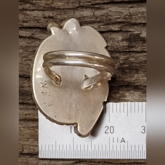 Old Natural Turquoise Ring Navajo Sterling Silver Handcrafted Sz 6.75 - Picture 8 of 15